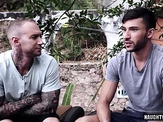 Tattoo gay flip flop with cumshot